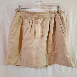 Marc By Marc Jacobs Womens Small Drawstring Beige Skirt Linen/Cotton Pockets